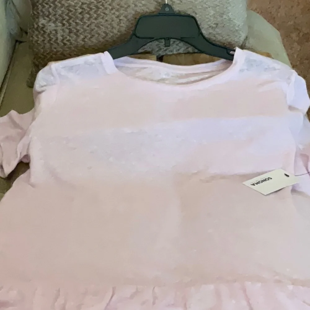 Sonoma Light Pink Sheer peplum Top, NEW, Size Sm, lightweight. - Picture 5 of 8